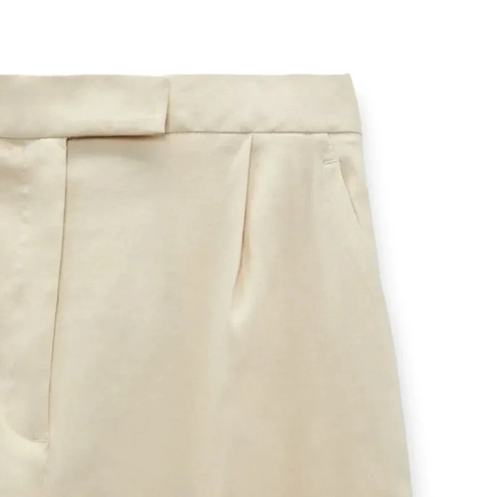 ZARA Beige Linen Blend Wide Leg Trousers NWT Size S